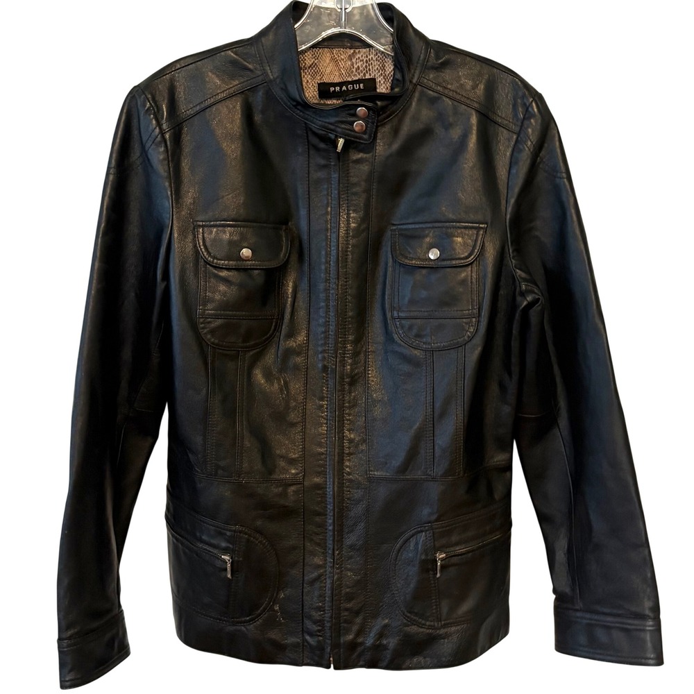 Prague Women's Black Leather Jacket in Size‎ M